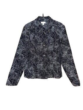 Christopher & Banks Black & White Textured Button-Up Womens Jacket XL